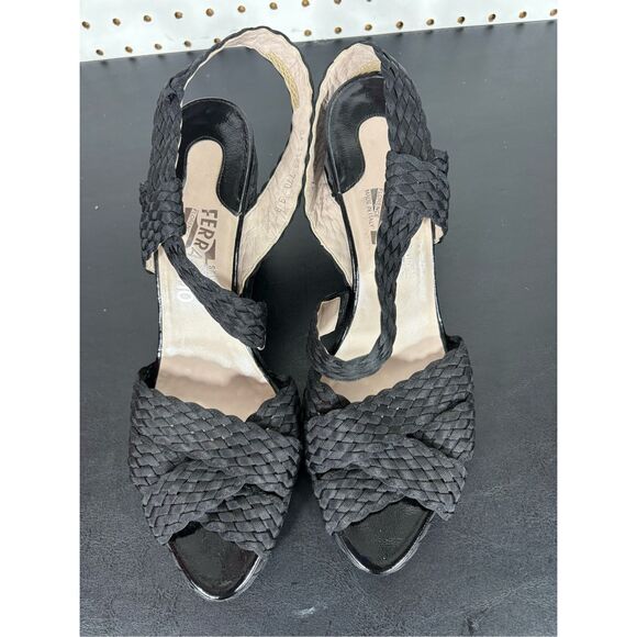 Salvatore Ferragamo woven braided wedge sandals size 9 - Picture 1 of 8